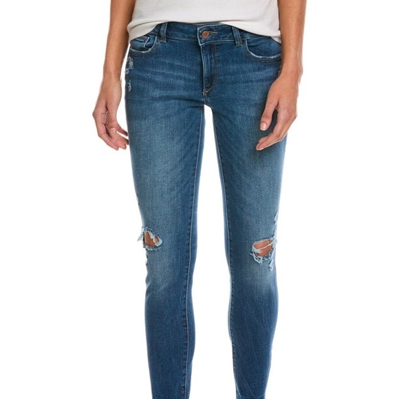 DL1961 Emma Legging Ankle Distressed Jeans Dark‎ Wash Denim Size 31 - Picture 8 of 8